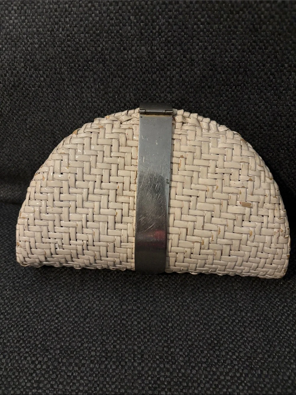 Vintage white wicker clutch